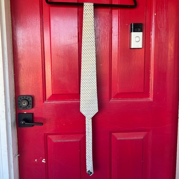 Alfani Men's Ties 100% Silk Grey Silver Formal Wear - Picture 2 of 4